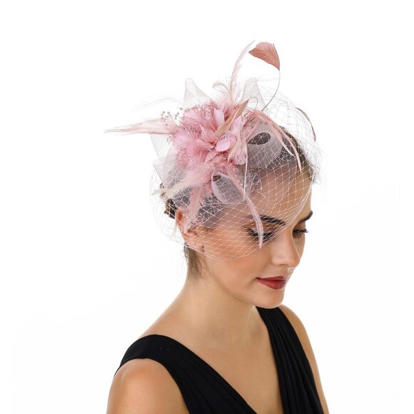 5461 Fascinators Hat Flower Mesh Ribbons Feathers On A Headband And A Clip Tea main image 4